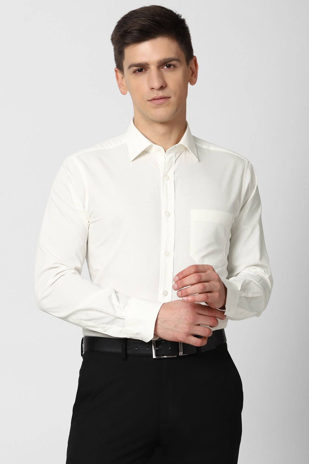 Men Cream Regular Fit Full Sleeves Formal Shirt