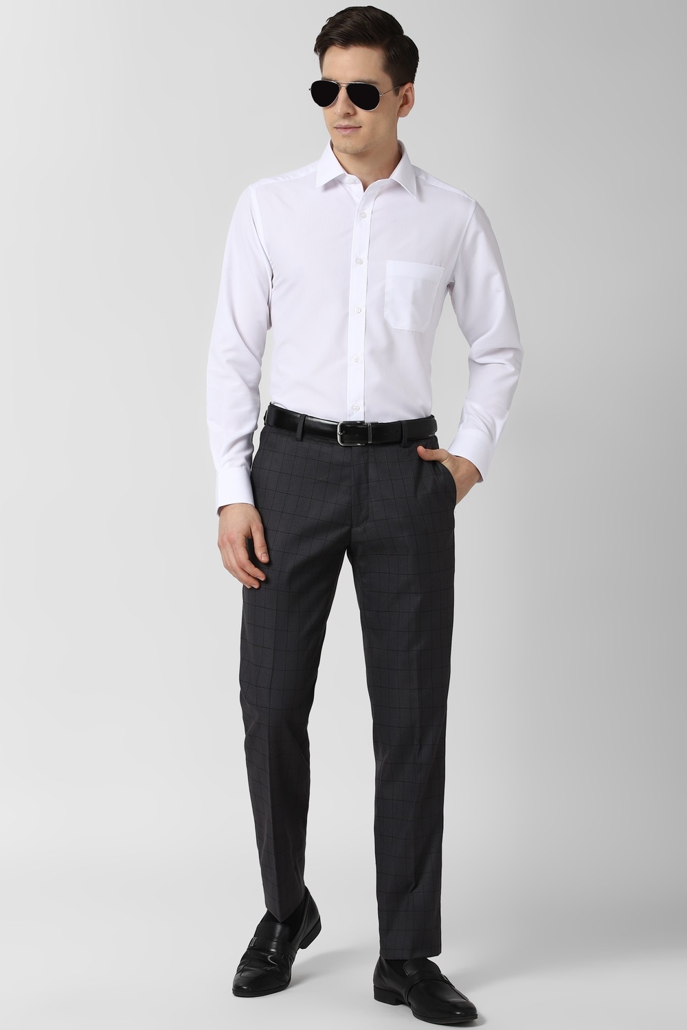 Men White Regular Fit Full Sleeves Formal Shirt