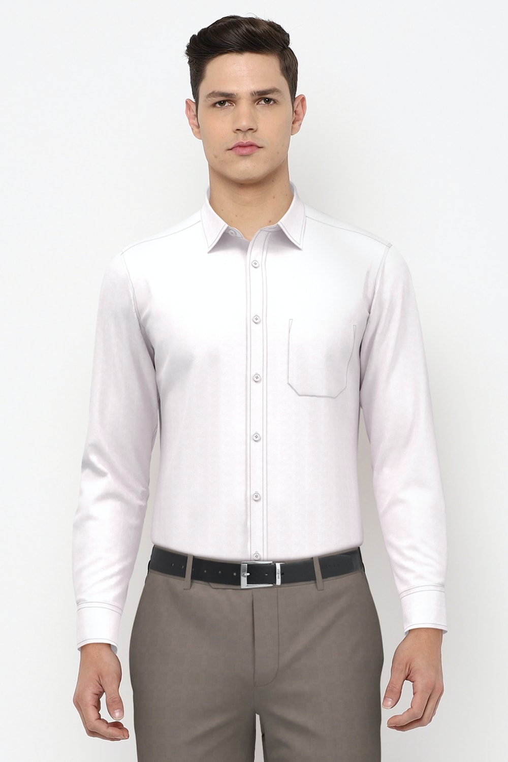 Men White Regular Fit Full Sleeves Formal Shirt