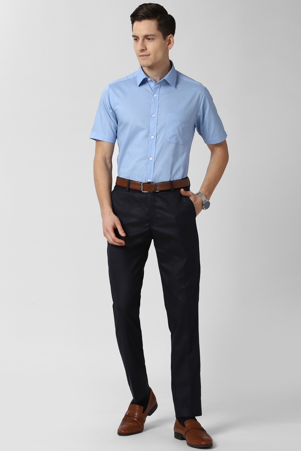 Men Blue Regular Fit Half Sleeves Formal Shirt