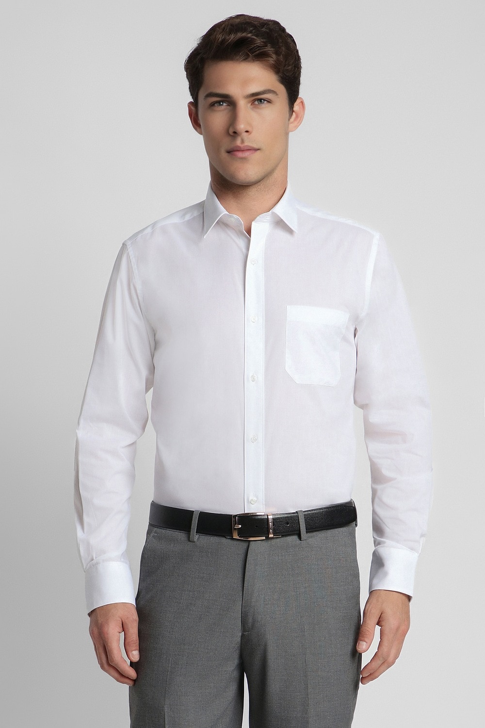 Men White Regular Fit Full Sleeves Formal Shirt
