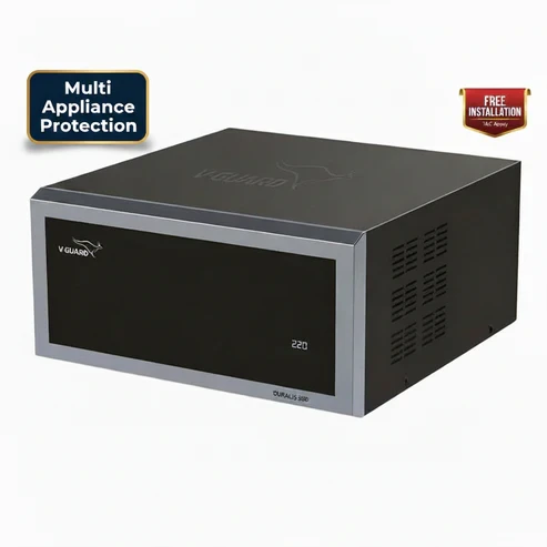 Duralis 500 mainline stabilizer for home digital display 15A capacity with thermal overload protection voltage range 90 to 300V