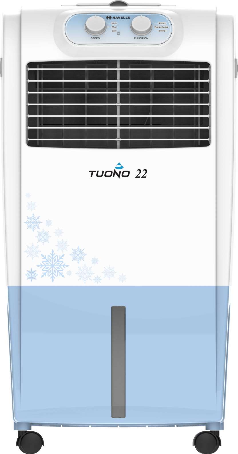 Havells Tuono 22L Personal Air Cooler for home | Powerful Air Delivery | Everlast Pump | High Density Honeycomb Pads | Dust Filter Net, Ice Chamber | Heavy Duty (White/Blue)