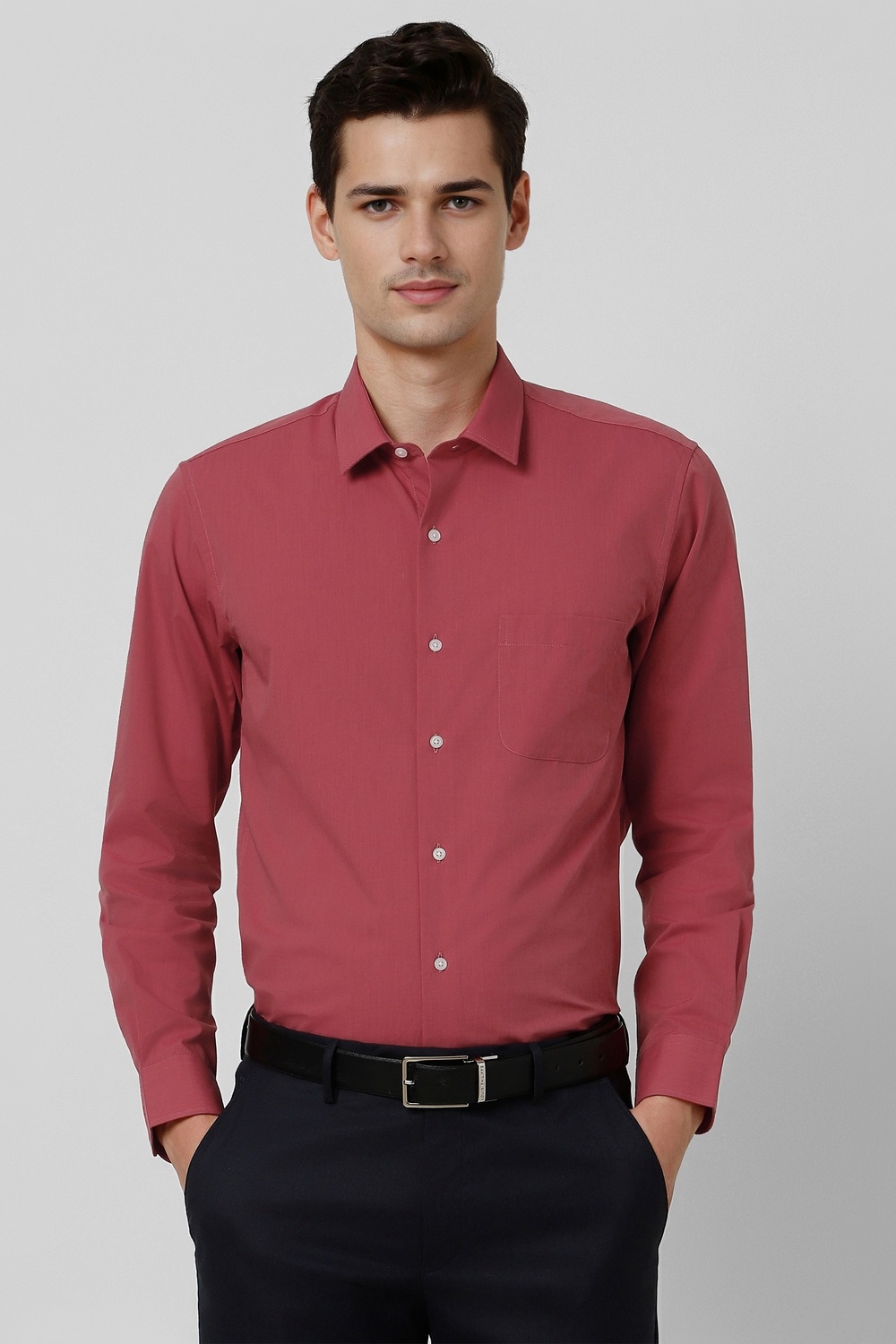 Men Red Regular Fit Full Sleeves Formal Shirt